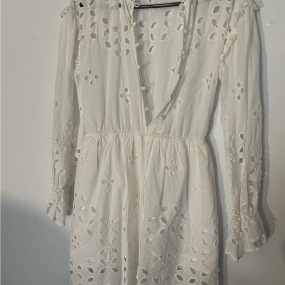 SAYLOR White Long Sleeve‎ Eyelet Dress - Picture 5 of 12